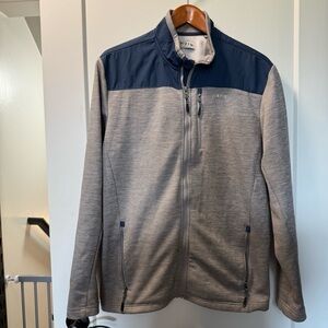 Orvis Men's Bonded Weatherbreaker Full Zip Sweatshirt Jacket Navy Blue Grey Mesh